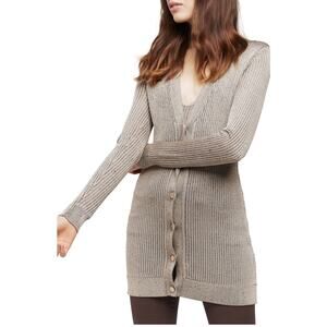 L'AGENCE Millie Rib Stitch Long Cardigan - M Taupe